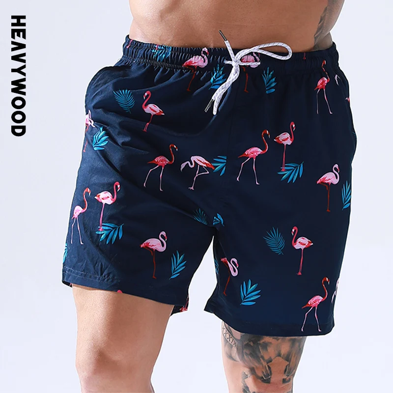 

Heavywood Swimwear Beach Board Shorts Men's Floral Print Straight Swimming Trunks Quick Drying Loose Casual Man Five Point Pants