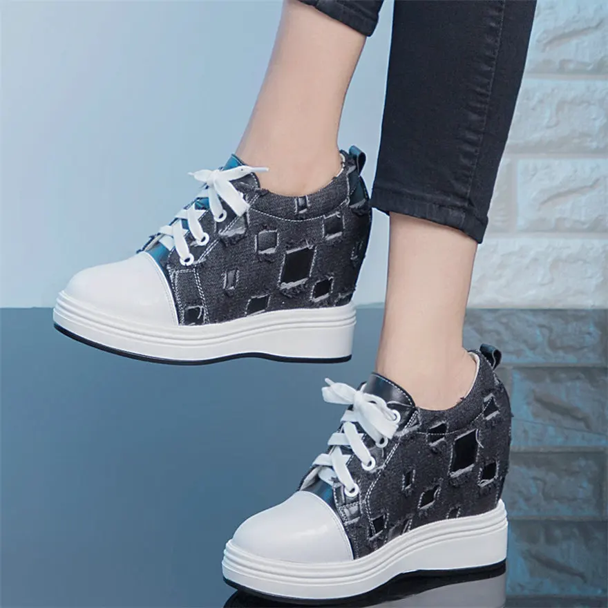 Tennis Shoes Women Genuine Leather Wedges High Heel Vulcanized Shoes Female Lace Up Canvas Fashion Sneakers Platform Pumps Shoes
Tennis Shoes Women Genuine Leather Wedges High Heel Vulcanized Shoes Female Lace Up Canvas Fashion Sneakers Platform Pumps Shoes