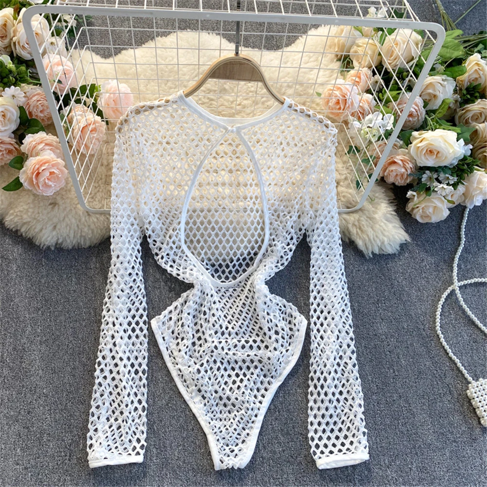 Women Sexy Hollow Backless Bodysuit Spring Summer Long Sleeve Slim Club Jumpsuit One Piece Outfits Romper 2021 Female Clothing
Women Sexy Hollow Backless Bodysuit Spring Summer Long Sleeve Slim Club Jumpsuit One Piece Outfits Romper 2021 Female Clothing