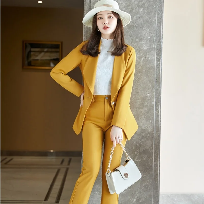 

Plus Size 4XL Fall Women Blazer And Pants Sets 2 Pieces OL Styles Fashion Pockets Jacket Coat Formal Professional Trouser Suits