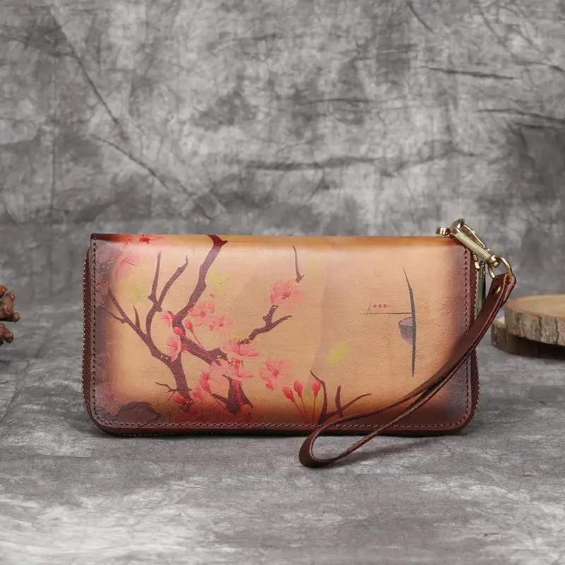 New Vintage Genuine Leather Women Hand Painted Wallet Card Holder Leisure Cowhide Clutch Wallets Phone Purse
New Vintage Genuine Leather Women Hand Painted Wallet Card Holder Leisure Cowhide Clutch Wallets Phone Purse