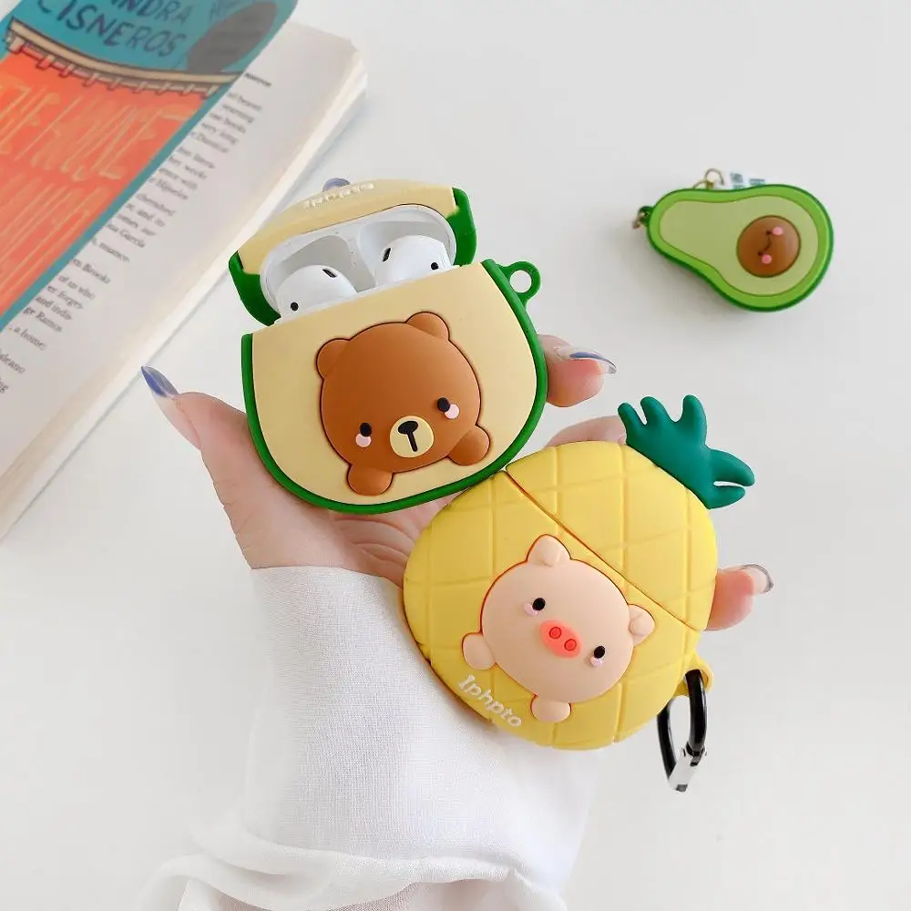 Cute Silicone Cartoon cases funda for airpods Avocado pineapple bear for Air pods 2 case luxury earphone accessories cover hook
Cute Silicone Cartoon cases funda for airpods Avocado pineapple bear for Air pods 2 case luxury earphone accessories cover hook