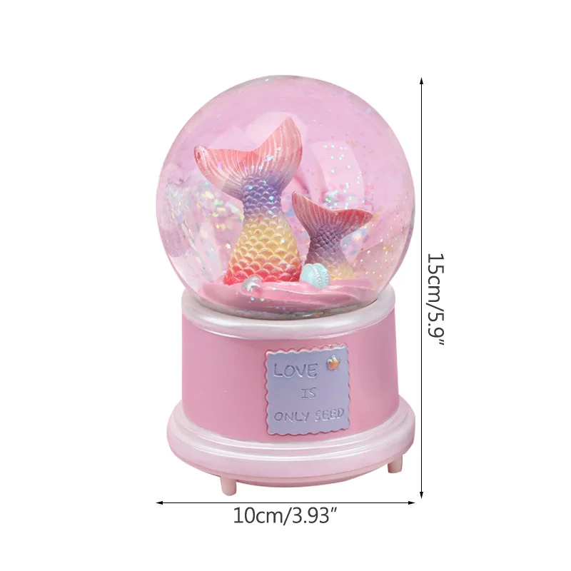 Creative Cartoon Fishtail Snow Globe Crystal Ball Rotating Music Box Christmas Decoration For Home Home Decoration Accssories
Creative Cartoon Fishtail Snow Globe Crystal Ball Rotating Music Box Christmas Decoration For Home Home Decoration Accssories