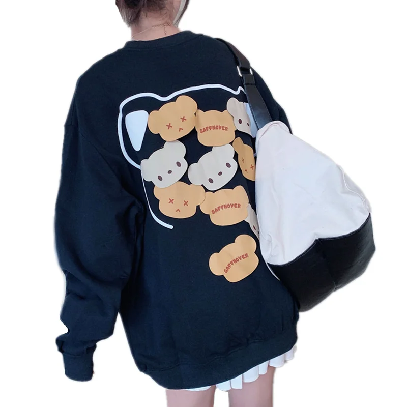 Модные свободные пуловеры, женские милые универсальные свитшоты с круглым вырезом и спущенными плечами в виде мультяшных рисунков
Модные свободные пуловеры, женские милые универсальные свитшоты с круглым вырезом и спущенными плечами в виде мультяшных рисунков