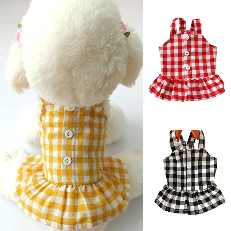 Pet Plaid Suspender Skirt Red Yellow Black Dog Skirt with Buttons Cotton Comfortable Dog Cat Dress Good-looking Pet Clothes
Pet Plaid Suspender Skirt Red Yellow Black Dog Skirt with Buttons Cotton Comfortable Dog Cat Dress Good-looking Pet Clothes