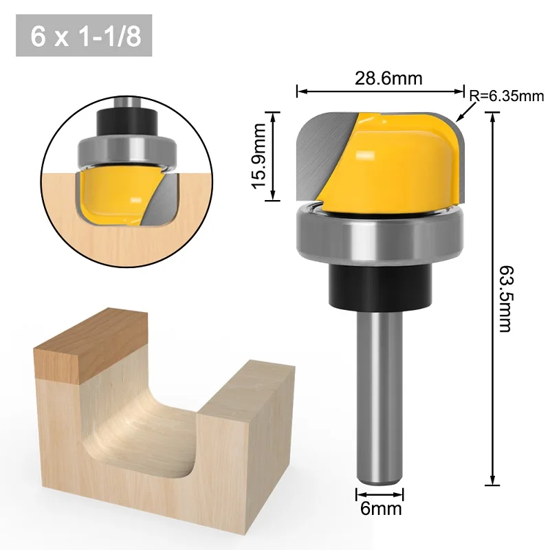 1Pc 8mm 6mm 1/4" Shank Bowl & Tray Template Wood Router Bits Trimming Machine Milling Cutter Woodworking | Инструменты