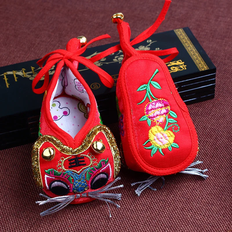 Шелковые ботинки Hademade с вышивкой в стиле ретро детские тигром пинетки для