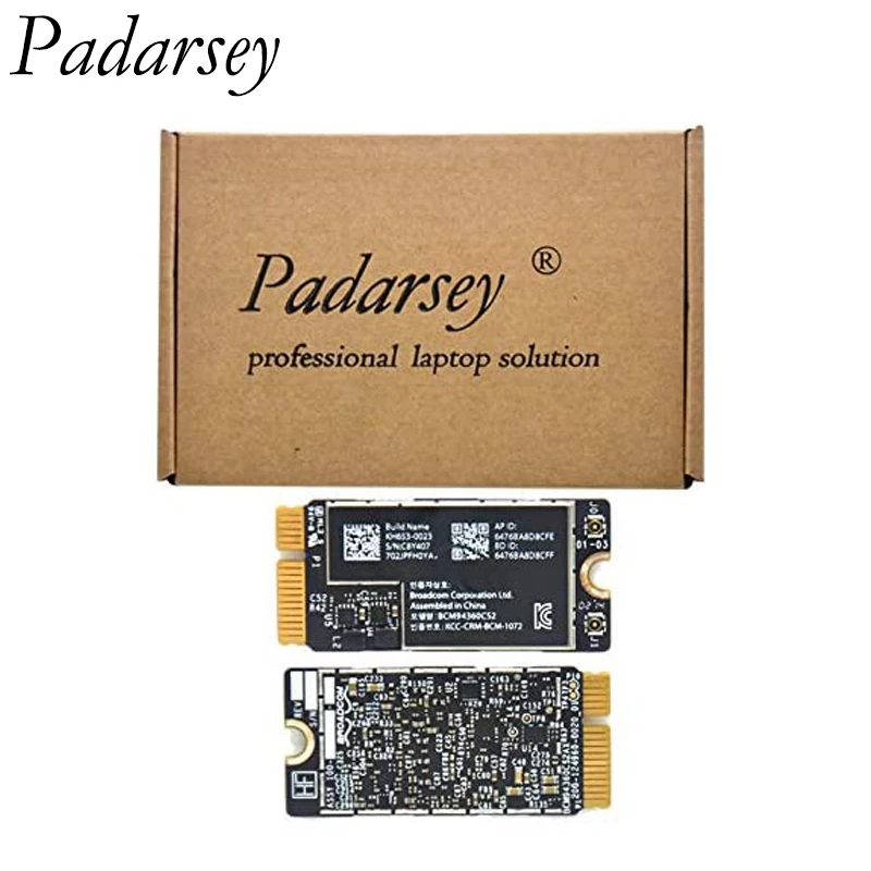 Padarsey WiFi Bluetooth Airport Wireless Card BCM94360CS2 Compatible for MacBook Air 13" A1466 11" A1465 2013 2014 2015 2017
Padarsey WiFi Bluetooth Airport Wireless Card BCM94360CS2 Compatible for MacBook Air 13" A1466 11" A1465 2013 2014 2015 2017