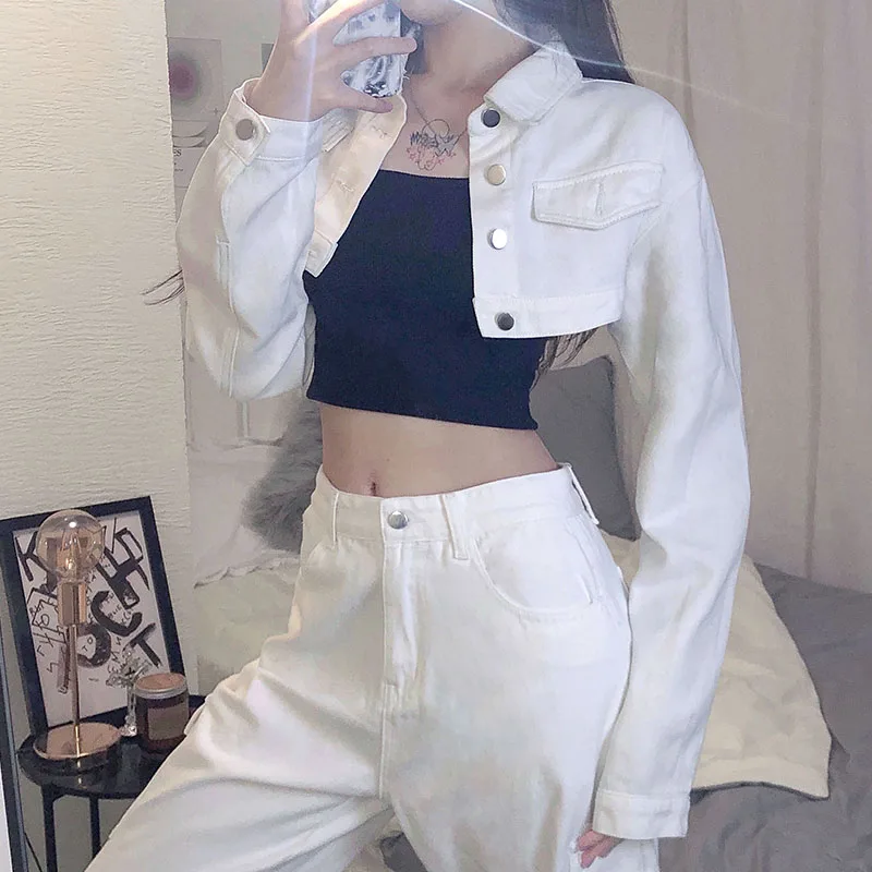 Casual Blue Jeans Cropped Top Jacket Women Autumn Harajuku Punk Long Sleeve Smocked Coat Ladies Denim Overcoat Y2K
Casual Blue Jeans Cropped Top Jacket Women Autumn Harajuku Punk Long Sleeve Smocked Coat Ladies Denim Overcoat Y2K