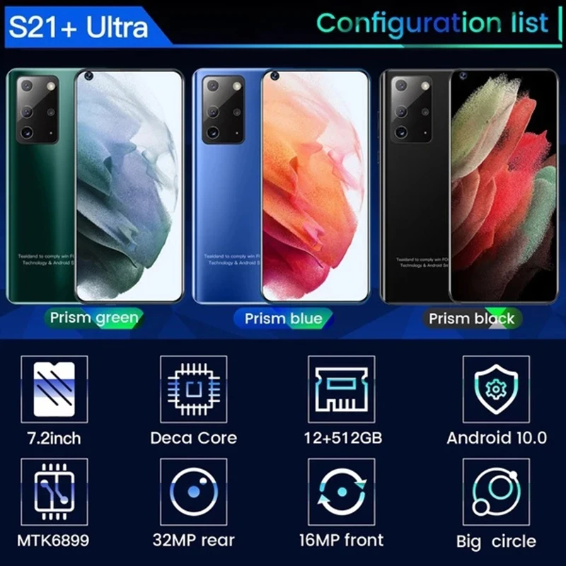 Galay S21 Ultra 5G Smartphone Android 512GB 5000mAh Mobile Phones Global Version Telefone Smart Phone With 6.7inch Dual Sim Card
Galay S21 Ultra 5G Smartphone Android 512GB 5000mAh Mobile Phones Global Version Telefone Smart Phone With 6.7inch Dual Sim Card