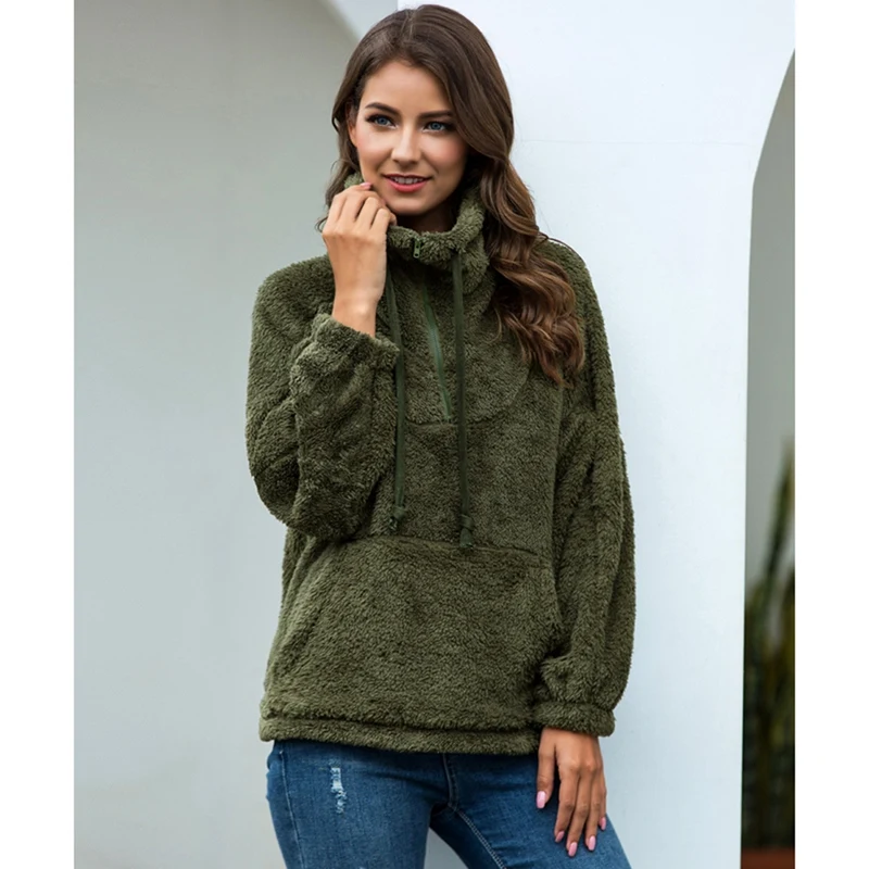 Women Soft Plush Sweatshirt Long Sleeve Zipper Up Stand Collar Warm Pullovers Tops
Women Soft Plush Sweatshirt Long Sleeve Zipper Up Stand Collar Warm Pullovers Tops