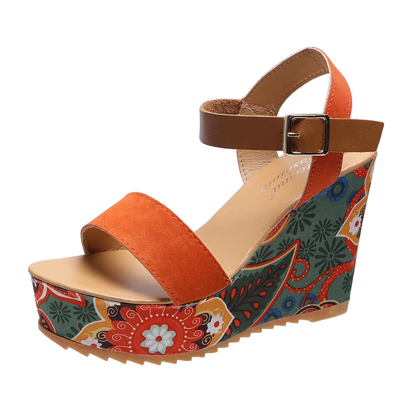Summer Round Toe Open-toe Wedge High-heeled Sandals 2021 New Plant Flower Buckle Retro Clan Style Women's Shoes 
Summer Round Toe Open-toe Wedge High-heeled Sandals 2021 New Plant Flower Buckle Retro Clan Style Women's Shoes