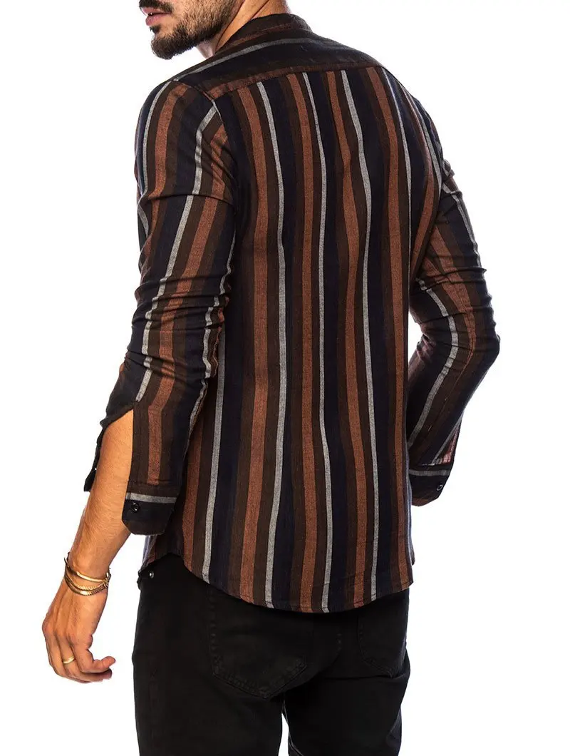 2020 new cotton long-sleeved men's shirts spring and autumn stripe slim version of the standing collar shirt men
2020 new cotton long-sleeved men's shirts spring and autumn stripe slim version of the standing collar shirt men