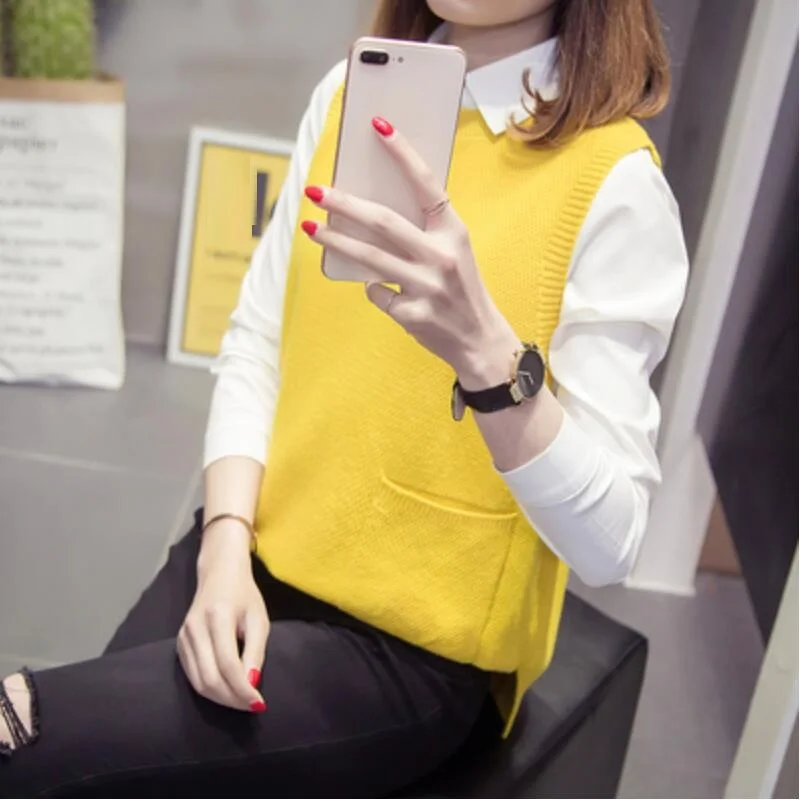 Autumn Winter Korean Women Knitted Sweater Sleeveless Women Loose Sweater Vest Ladies Pullovers Teenager Girls Waistcoat JW9869
Autumn Winter Korean Women Knitted Sweater Sleeveless Women Loose Sweater Vest Ladies Pullovers Teenager Girls Waistcoat JW9869