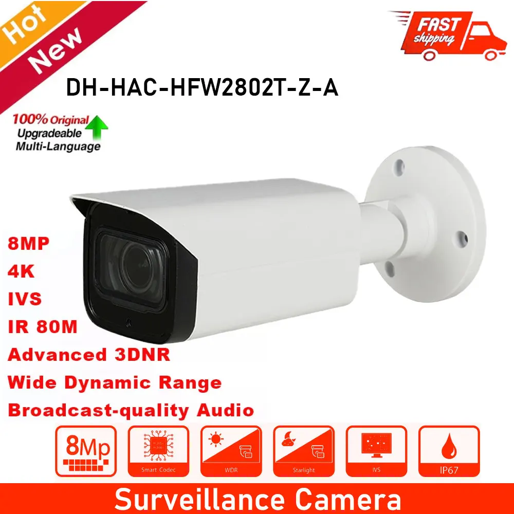 Original Dahua HAC-HFW2802T-Z-A 4K HDCVI IR Bullet Camera Built-in Mic 3.7-11mm Motorized Lens Zoom Analog Camera Bullet Camera
Original Dahua HAC-HFW2802T-Z-A 4K HDCVI IR Bullet Camera Built-in Mic 3.7-11mm Motorized Lens Zoom Analog Camera Bullet Camera