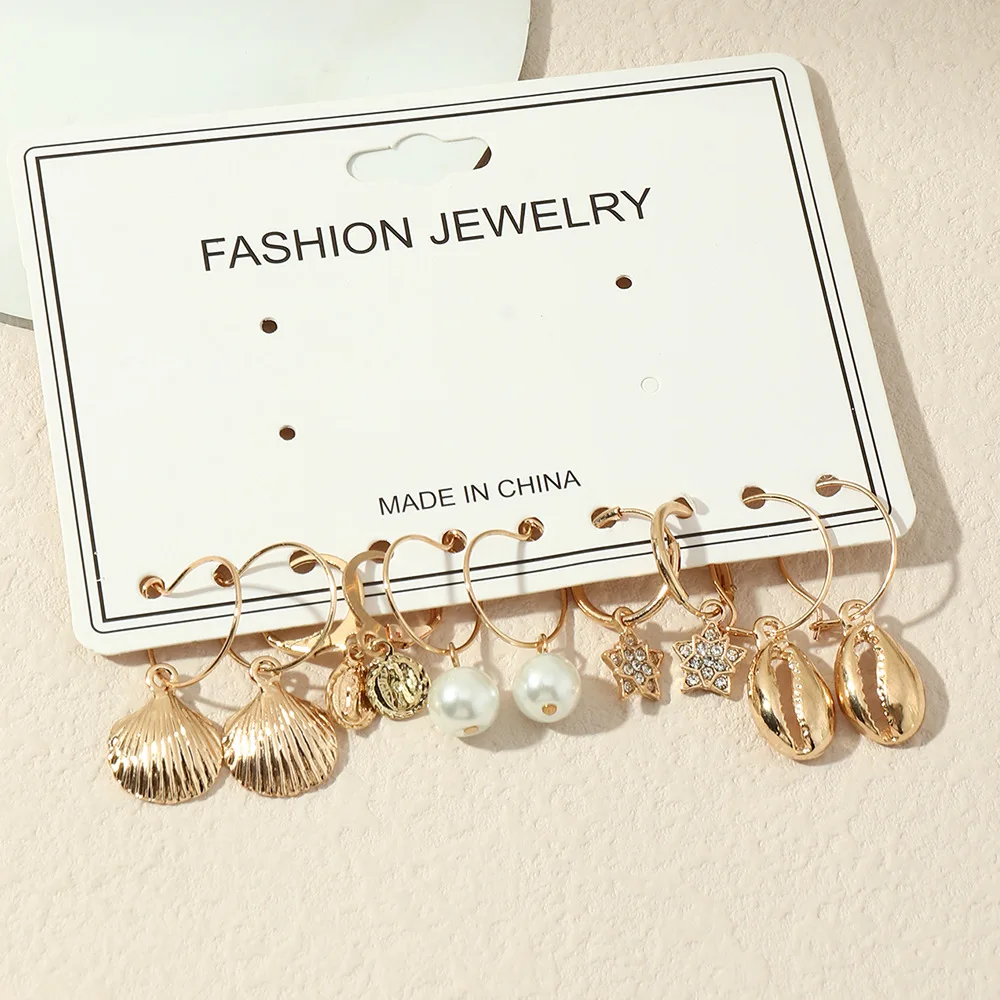 2021 Fashion Creative Multi-element EARRINGS Metal Figure Shell Pearl Star Earrings Women's Set New Accessories
2021 Fashion Creative Multi-element EARRINGS Metal Figure Shell Pearl Star Earrings Women's Set New Accessories