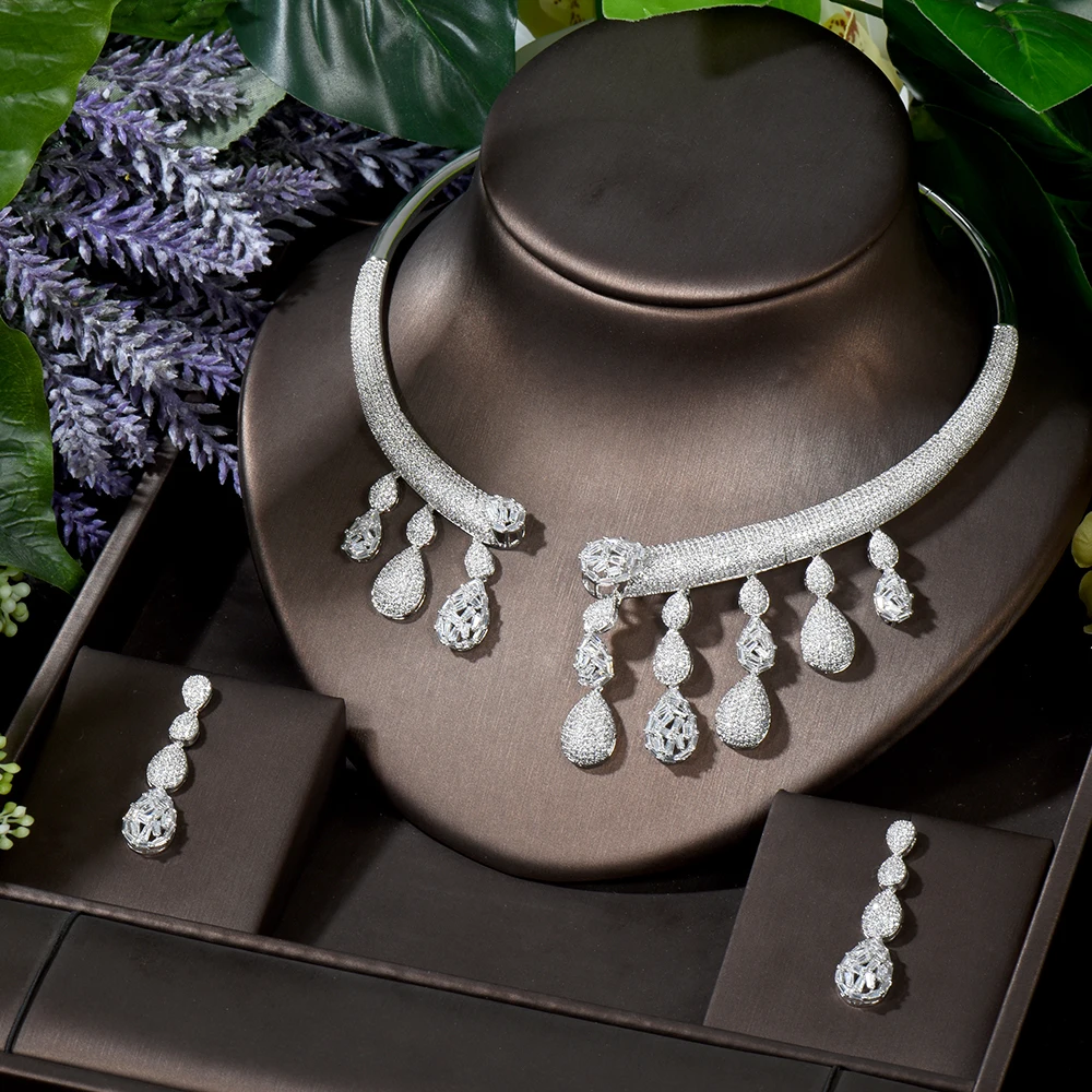HIBRIDE 2pcs Water Drop Bridal Zirconia Jewelry Sets For Women Party Luxury Nigeria Dubai CZ Crystal Wedding Jewelry Sets N-1724
HIBRIDE 2pcs Water Drop Bridal Zirconia Jewelry Sets For Women Party Luxury Nigeria Dubai CZ Crystal Wedding Jewelry Sets N-1724
