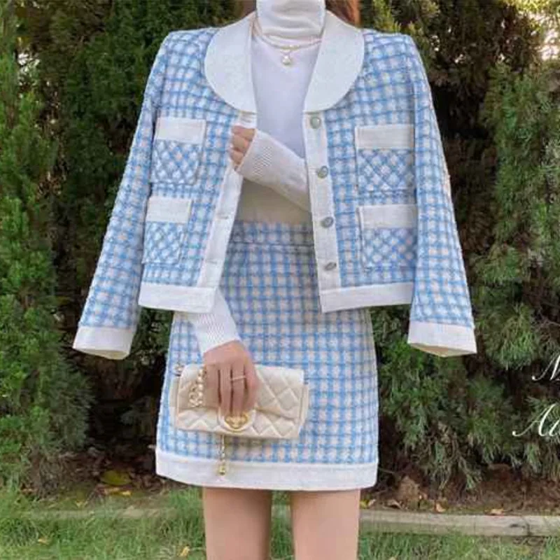 Fall Winter Small Fragrance Vintage Tweed Two Piece Set Women Crop Top Short Jacket Coat + Mini Skirts Sets Sweet 2 Piece Suits
Fall Winter Small Fragrance Vintage Tweed Two Piece Set Women Crop Top Short Jacket Coat + Mini Skirts Sets Sweet 2 Piece Suits