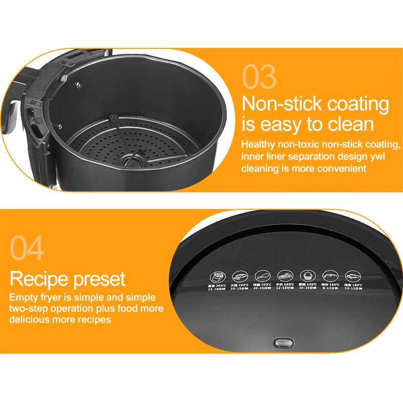 1400W 4.6L Large Capacity Electric Deep Airfryer Multifunction Air Fryer Chicken Oil free Air Fryer Health Fryer Pizza Cooker
1400W 4.6L Large Capacity Electric Deep Airfryer Multifunction Air Fryer Chicken Oil free Air Fryer Health Fryer Pizza Cooker