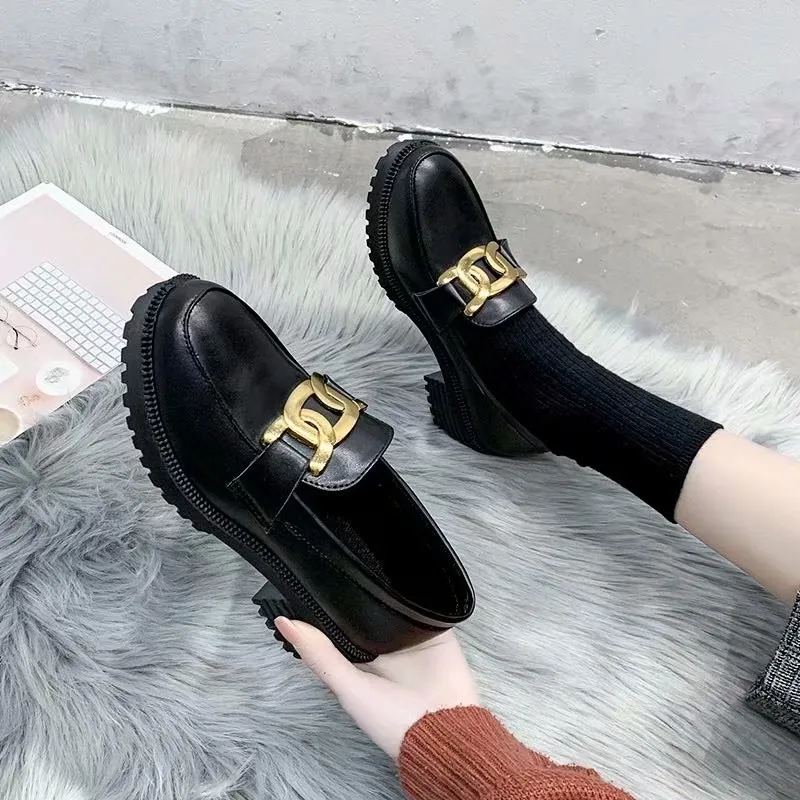 Women Loafer Shoes Spring New British Style Leather Ladies Oxford Shoes Metal Buckle Casual Shoes for Women
Women Loafer Shoes Spring New British Style Leather Ladies Oxford Shoes Metal Buckle Casual Shoes for Women