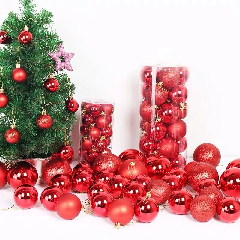 

24pcs Decoration balls For christmas trees 3cm/4cm/5cm/6cm/8cm New year decorations xmas decoration home toys balls Xmas custom