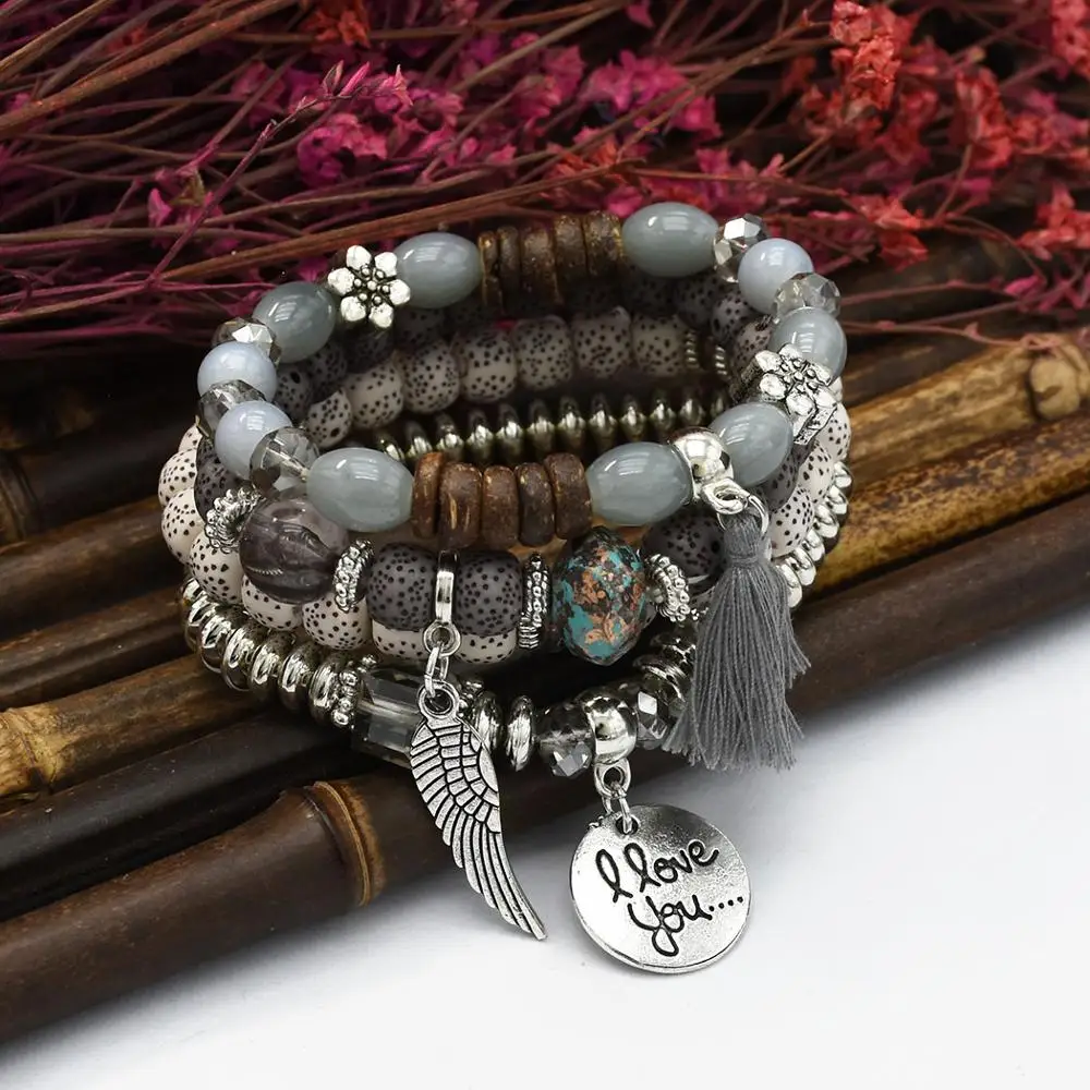 European and American Fashion Bohemia Bracelets Set For Women Fashion Jewelry Charm Color Angel Wings Pendants Design Bracelet
European and American Fashion Bohemia Bracelets Set For Women Fashion Jewelry Charm Color Angel Wings Pendants Design Bracelet