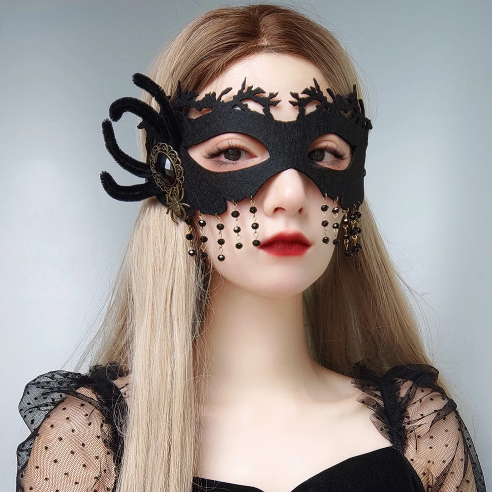 Neo Gothic Black Spider Mask Tassels Halloween Party Christmas Ghost Festival Half Face Ball Goggle Women Mask Fashion Jewelry
Neo Gothic Black Spider Mask Tassels Halloween Party Christmas Ghost Festival Half Face Ball Goggle Women Mask Fashion Jewelry