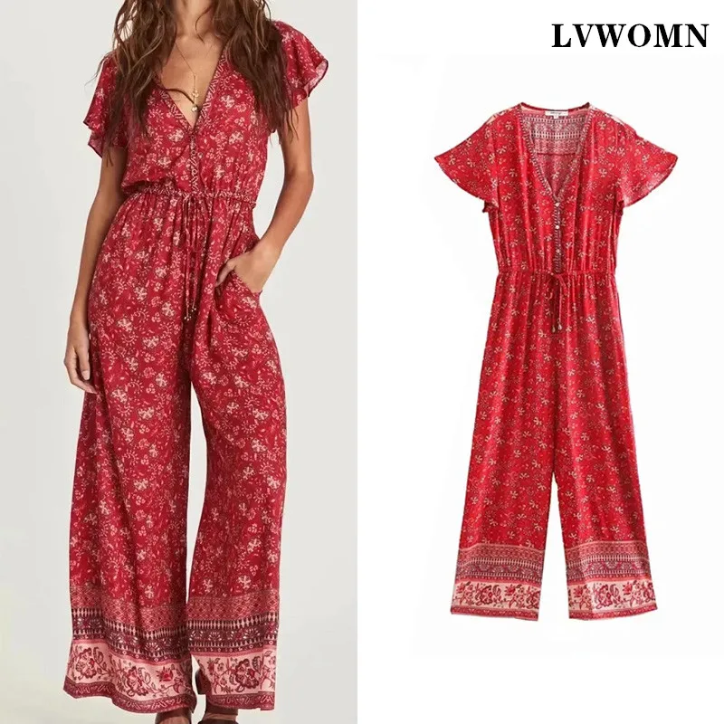 LVWOMN Women Print Jumpsuits Vintage Summer Boho Long Button Women Rompers Oversized Short Sleeve Loose Jumpsuits
LVWOMN Women Print Jumpsuits Vintage Summer Boho Long Button Women Rompers Oversized Short Sleeve Loose Jumpsuits