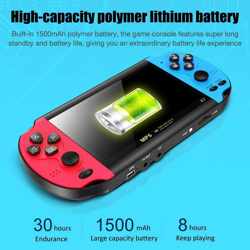 

X7 Handheld Game Player 8GB Pocket Video Game Console AV TV Out MP3 MP4 Player Lightweight Game Playing Element