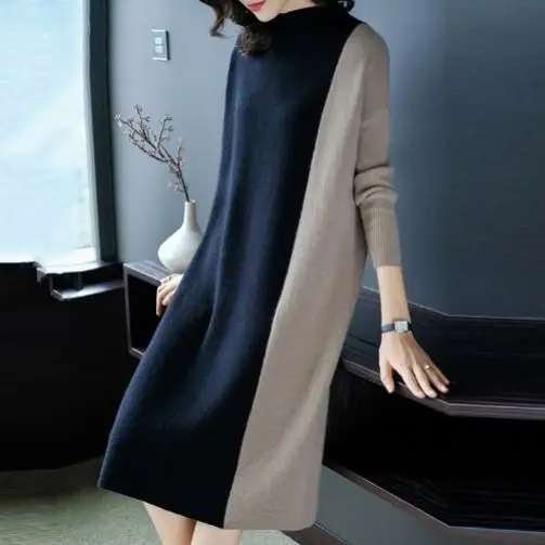 Women 2020 Autumn New Slim Plus Size Knitted Dress Female Long Sleeve Loose Sweater Dresses Ladies O-neck Patchwork Dress P123
Women 2020 Autumn New Slim Plus Size Knitted Dress Female Long Sleeve Loose Sweater Dresses Ladies O-neck Patchwork Dress P123