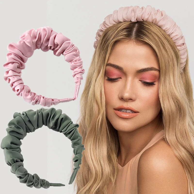 Обруч для волос женский атласный, широкая однотонная плиссированная повязка на голову с рюшами, большие размеры, аксессуары для волос 
Обруч для волос женский атласный, широкая однотонная плиссированная повязка на голову с рюшами, большие размеры, аксессуары для волос