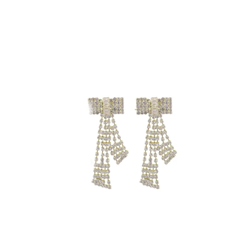 Luxury Women's Crystal Zircon Earrings Zircon Bow Tassel Dangle Earrings Ladies Crystal Zircon Earrings Piercing Jewelry Gift
Luxury Women's Crystal Zircon Earrings Zircon Bow Tassel Dangle Earrings Ladies Crystal Zircon Earrings Piercing Jewelry Gift
