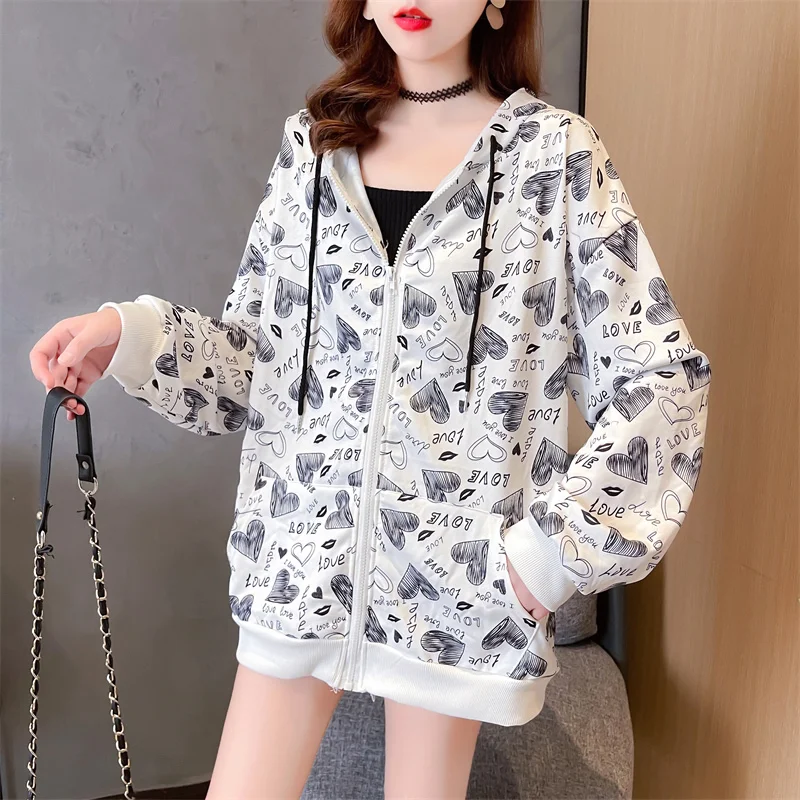 Women's Spring Autumn Zipper Hoodies Thin Long Sleeve Print Hooded Sweatshirt Casual Korean Loose Tops Hoodie Tracksuit Female
Women's Spring Autumn Zipper Hoodies Thin Long Sleeve Print Hooded Sweatshirt Casual Korean Loose Tops Hoodie Tracksuit Female