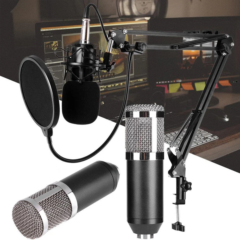 

3,5 мм BM800 динамический конденсаторный проводной микрофон Микрофон для звуковой студии набор для записи пения KTV караоке с амортизирующим кр...