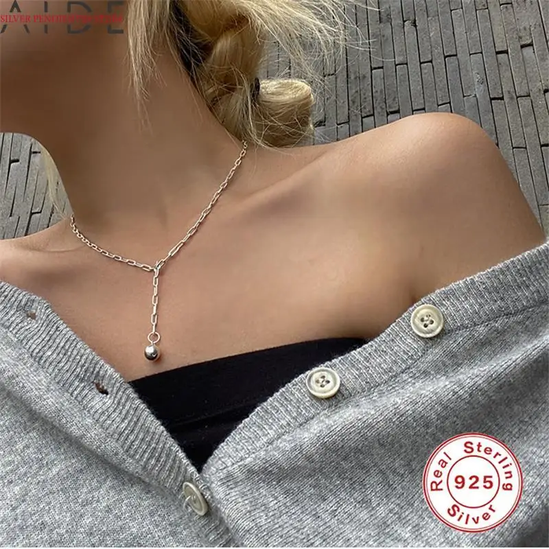 AIDE Ball Drop Pendant Necklace 925 Sterling Silver Trendy Chain Necklace For Women Girl Birthday Gift Jewelry Bijoux
AIDE Ball Drop Pendant Necklace 925 Sterling Silver Trendy Chain Necklace For Women Girl Birthday Gift Jewelry Bijoux