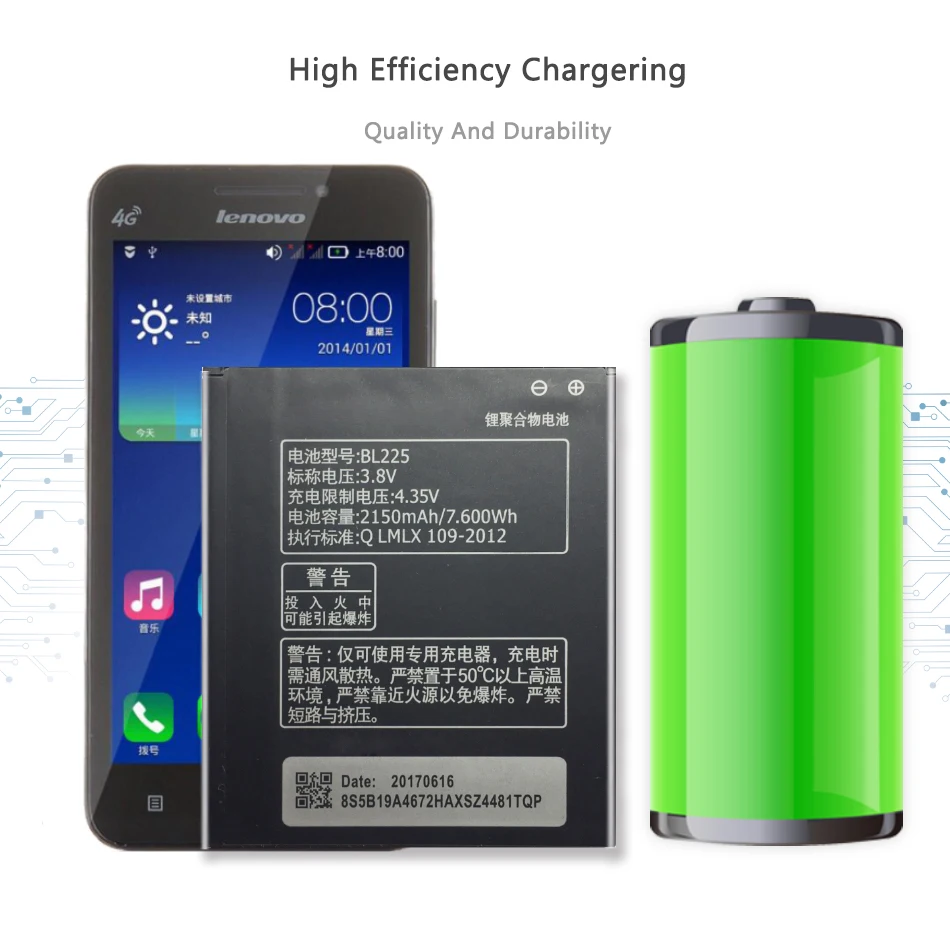 2150mAh BL225 Replacement Battery For Lenovo A858T A785E S8 A708T A628T A620T A780E A688T S898t S580 with Track Code
2150mAh BL225 Replacement Battery For Lenovo A858T A785E S8 A708T A628T A620T A780E A688T S898t S580 with Track Code