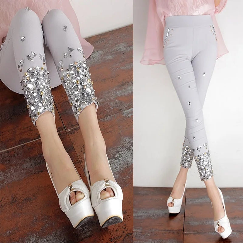 2020 Summer New Fashion Women's Pants Hand-Stitched Super Shiny Rhinestone Pants Light Gray Large Size Wear Leggings Plus Size
2020 Summer New Fashion Women's Pants Hand-Stitched Super Shiny Rhinestone Pants Light Gray Large Size Wear Leggings Plus Size