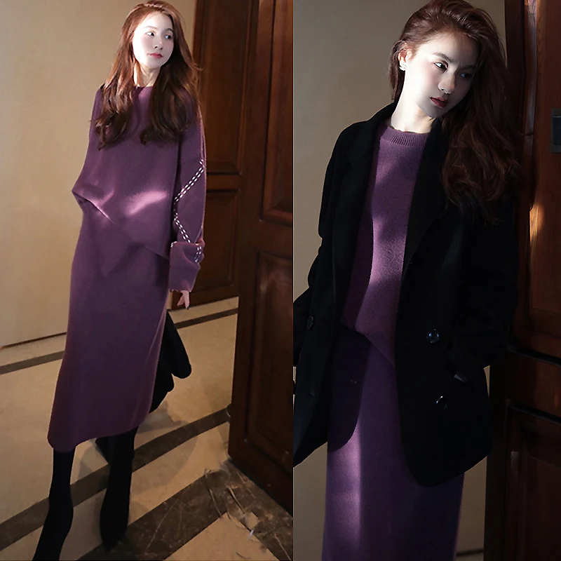 Women Long Sleeve Sweater Tops+Pencil Skirt 2 Piece Set Office Lady Knitted Autumn Winter Suit Fashion Korean Outfit
Women Long Sleeve Sweater Tops+Pencil Skirt 2 Piece Set Office Lady Knitted Autumn Winter Suit Fashion Korean Outfit