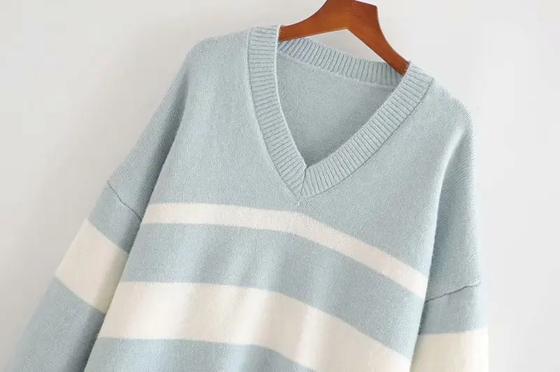 Women Clothes 2019 Autumn and Winter Clothes Women Lazy Wind V-neck Chest Color Stripes Pull Femme Pullover Women Sweater Women
Women Clothes 2019 Autumn and Winter Clothes Women Lazy Wind V-neck Chest Color Stripes Pull Femme Pullover Women Sweater Women