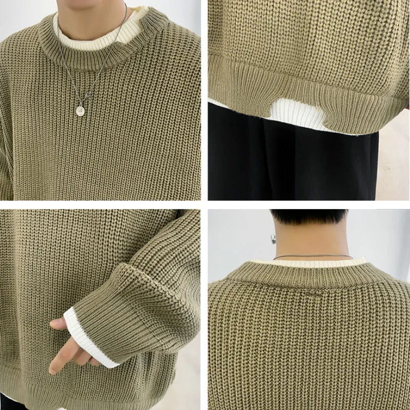 Men Pullover Loose Oversize All-match Warm Knitted Sweater Male Casual Ins Chic Fashion Spliced Cozy Streetwear Clothes Students
Men Pullover Loose Oversize All-match Warm Knitted Sweater Male Casual Ins Chic Fashion Spliced Cozy Streetwear Clothes Students
