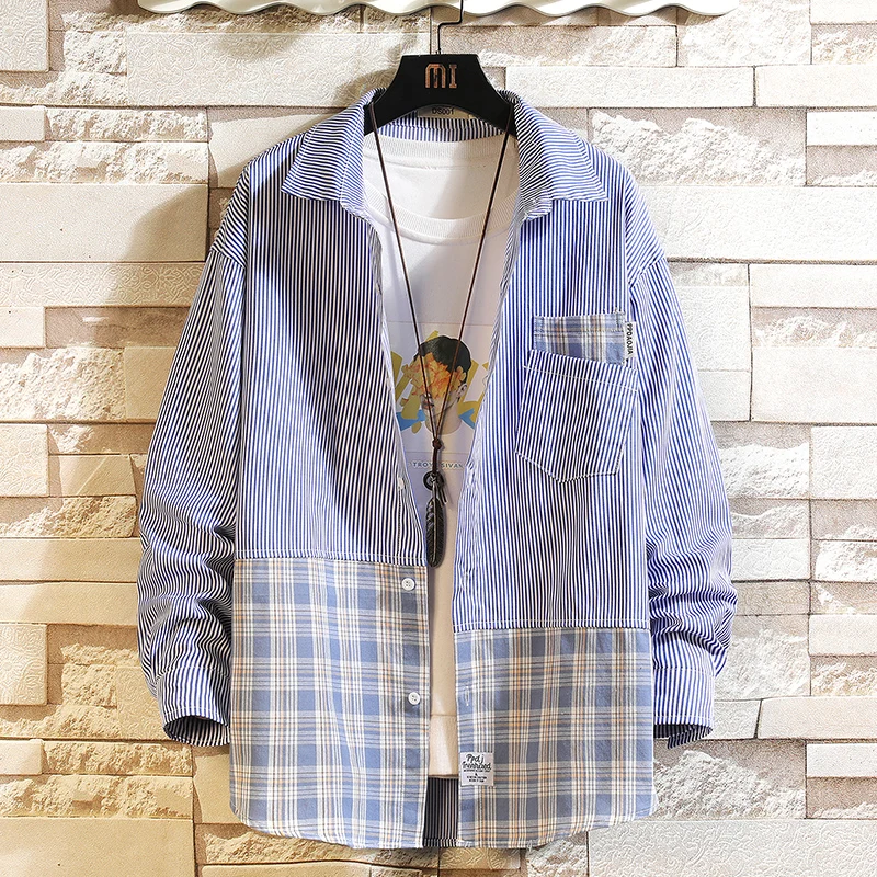 Brand 2022 Spring Autumn Long Sleeves New Flannel Collar Korea Style Patchwork Shirt For Men's Plaid Harajuku Clothing
Brand 2022 Spring Autumn Long Sleeves New Flannel Collar Korea Style Patchwork Shirt For Men's Plaid Harajuku Clothing