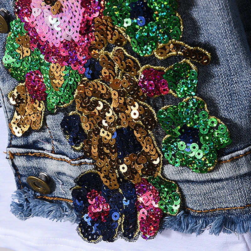 2021 Spring New Women's Casual Denim Suit Flower Sequins Fashion Denim Jacket Coat Skinny Jeans Two-Piece Set Coat and Pants
2021 Spring New Women's Casual Denim Suit Flower Sequins Fashion Denim Jacket Coat Skinny Jeans Two-Piece Set Coat and Pants