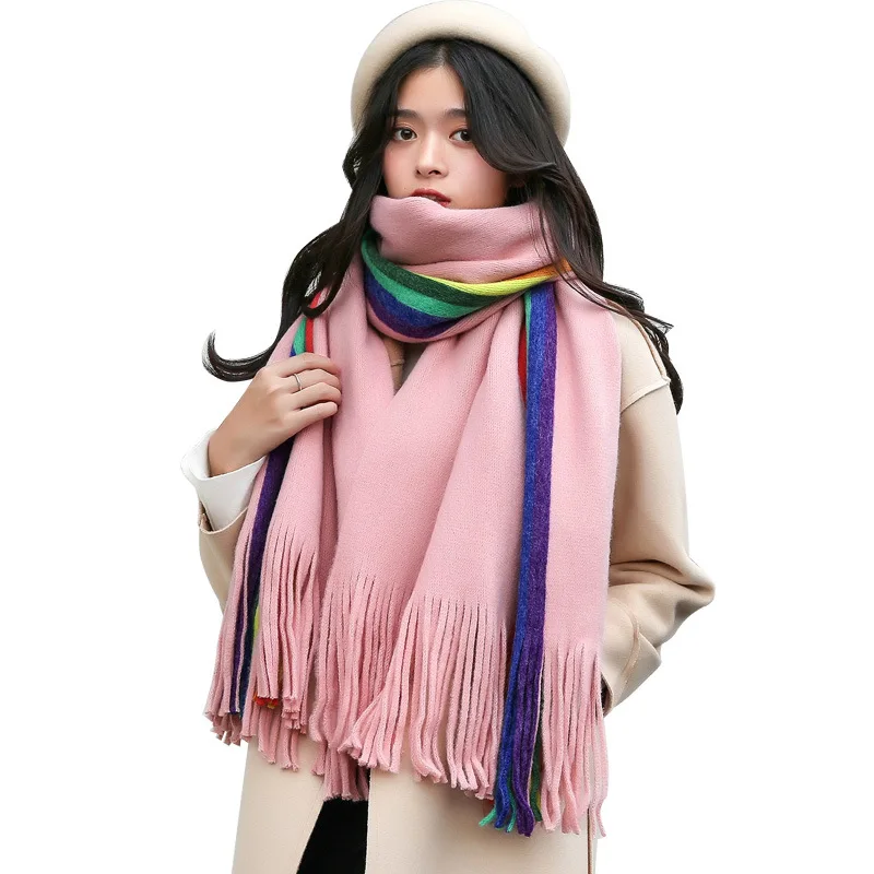 Double rainbow imitation cashmere scarf or lend students ms dual-use winter warm scarf 3021 thickening joker 
Double rainbow imitation cashmere scarf or lend students ms dual-use winter warm scarf 3021 thickening joker