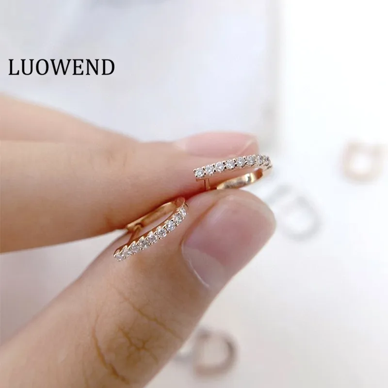 LUOWEND Real 18K White Rose Gold Earrings Women Engagement Hoop Earrings Natural Diamond Earring Classic OL Style Design
LUOWEND Real 18K White Rose Gold Earrings Women Engagement Hoop Earrings Natural Diamond Earring Classic OL Style Design
