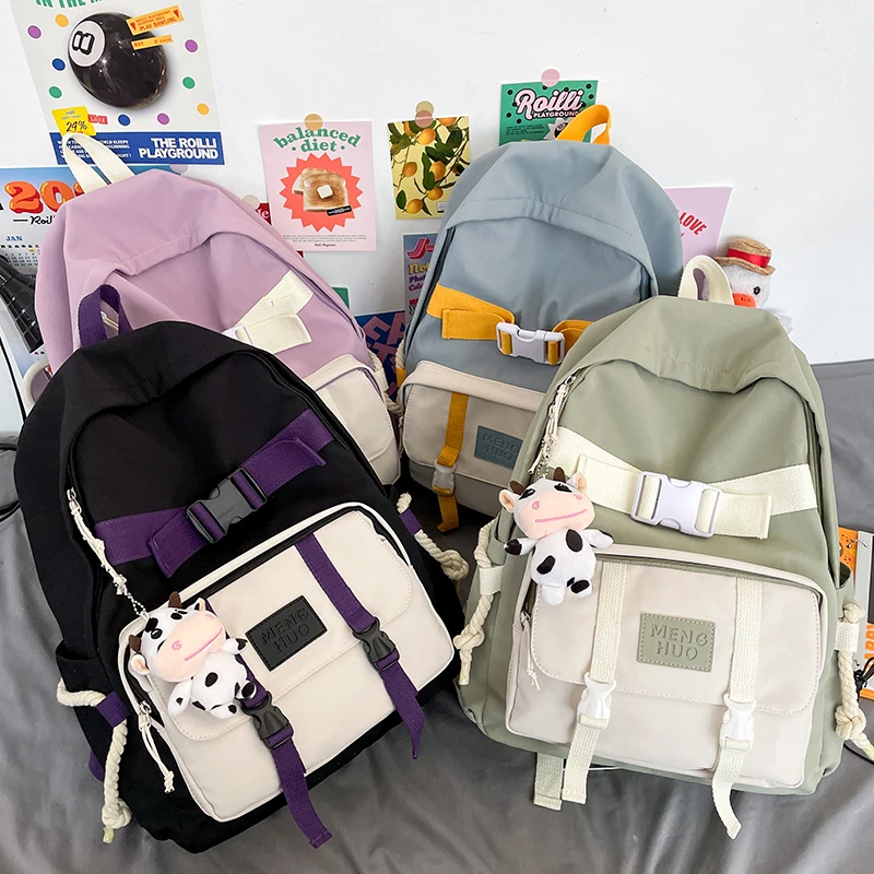 Backpack Fashion Cow Pendant Female Student Schoolbag Teenage Girl Waterproof Backpack Bag Spring New Candy Colors Buckle Lovely
Backpack Fashion Cow Pendant Female Student Schoolbag Teenage Girl Waterproof Backpack Bag Spring New Candy Colors Buckle Lovely