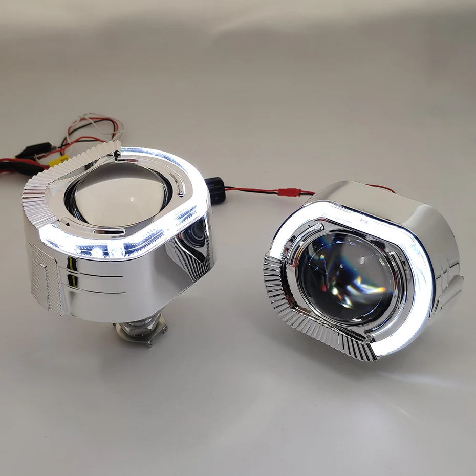 Headlight Lenses Bixenon HID Projector 2.5 LED Angel Eyes Lens Automobiles Halo Kit For H4 H7 Car Lights Accessories Retrofit | Автомобили