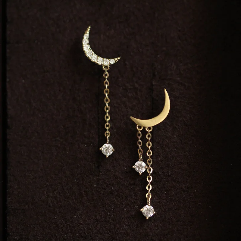 925 Sterling Silver 14k Gold Plating Bohemian Classic Moon Crystal Tassel Earrings Women Simple Wedding Jewelry Accessories
925 Sterling Silver 14k Gold Plating Bohemian Classic Moon Crystal Tassel Earrings Women Simple Wedding Jewelry Accessories