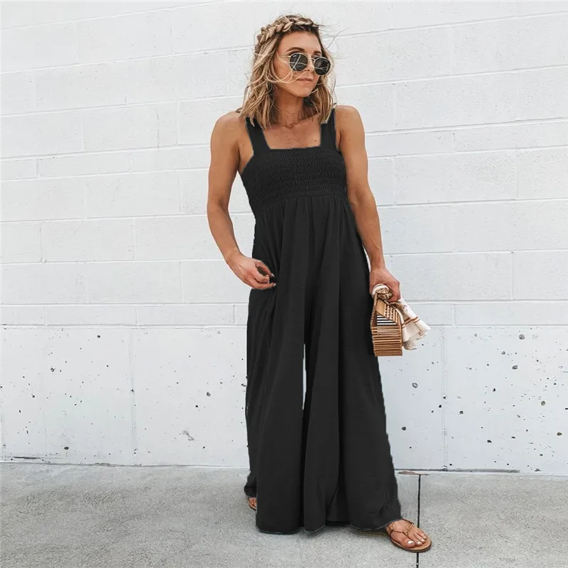 Women Jumpsuit, Sleeveless Patchwork Pleated, Sling Loose Wild Fashion Bodysuit, Low Chest Wide Leg Design Long Jumpsuit Romper
Women Jumpsuit, Sleeveless Patchwork Pleated, Sling Loose Wild Fashion Bodysuit, Low Chest Wide Leg Design Long Jumpsuit Romper