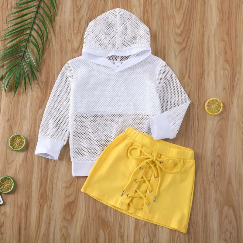 Infant Baby Girl Kid Hooded Mesh Sweatshirt Tops + Bandage Tight Skirt Hollow Clothes Sets Toddler Streetwear
Infant Baby Girl Kid Hooded Mesh Sweatshirt Tops + Bandage Tight Skirt Hollow Clothes Sets Toddler Streetwear