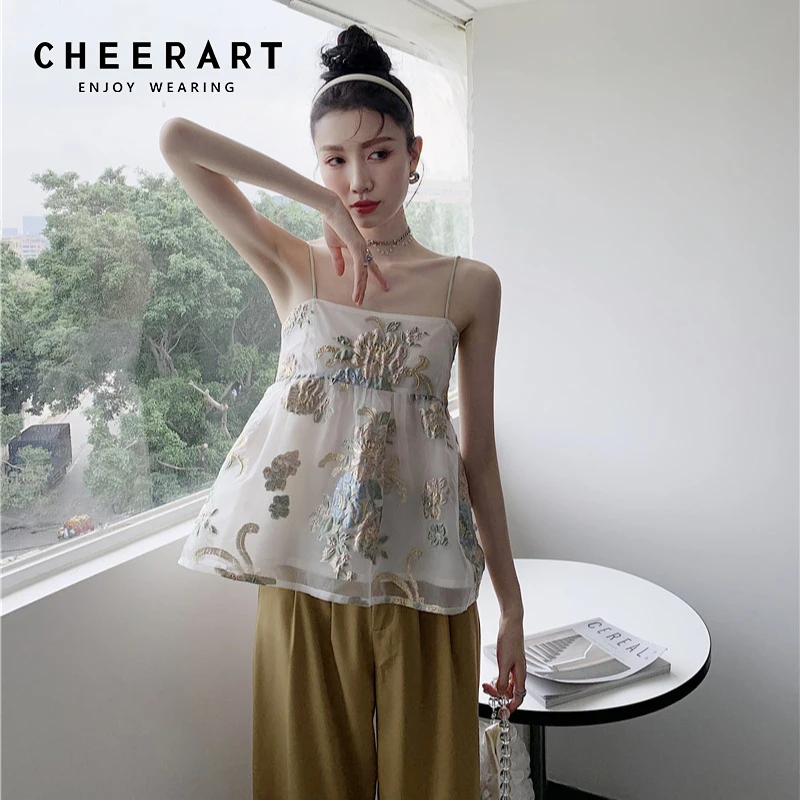 CHEERART жаккардовые пышные золотые топы с вышивкой летние 2021 с открытой спиной на бретельках Топ на бретельках дизайнерские женские блузки
CHEERART жаккардовые пышные золотые топы с вышивкой летние 2021 с открытой спиной на бретельках Топ на бретельках дизайнерские женские блузки